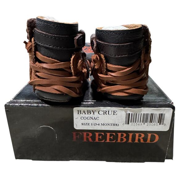 Freebird Baby Crue Leather Western Booties in Brown Cognac Size 3-6 Months NEW - Picture 8 of 9